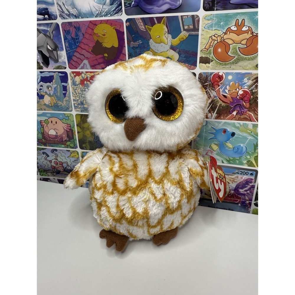 Ty Beanie Boos Swoops Owl Plush Stuffed Animal 6" Big Glitter Eyes